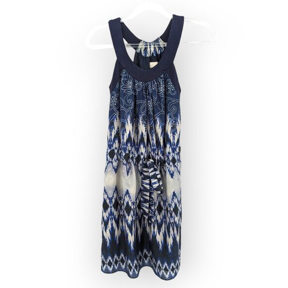 Decode 1.8 Silk Halter Sun Dress Women's 0 Boho‎ Batik Ikat Anthropologie Aztec - Picture 2 of 13
